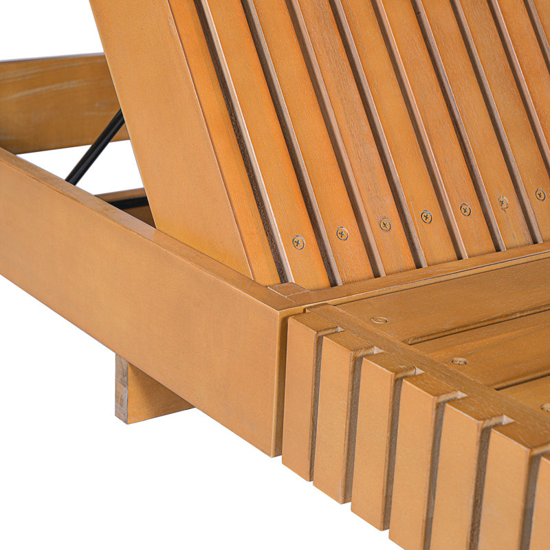Chaise longue d'extérieur avec dossier réglable à 6 positions, bois d'acacia massif, couleur cuivre teck
