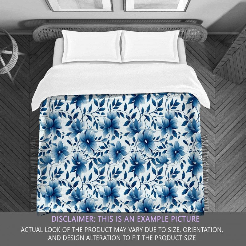 Machine Printed Comforter, King Comforter, Blue/White