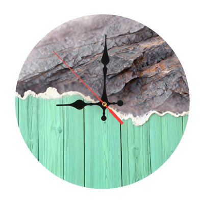 Horloge murale ronde en bois 10 po, mouvement à quartz silencieux, imprimé UV, à piles