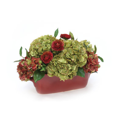 Polysilk Hydrangea Arrangement in Planter