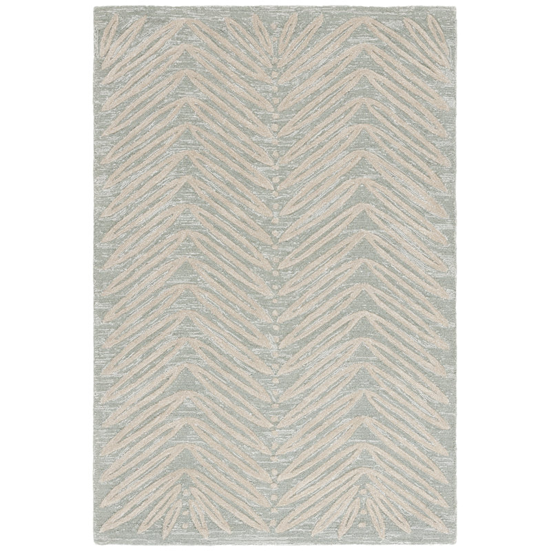 Geraro Martha Stewart Hand Tufted Wool/Viscose Geometric Rug in Milk Pail Green, Rectangle 4' x 6'