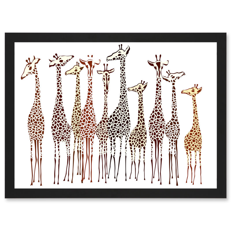 10 Giraffes Illustration - Single Picture Frame Art Prints