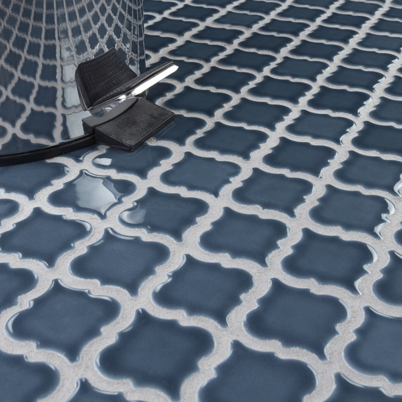 Hudson Tangier 2" x 2" Porcelain Arabesque Mosaic Wall & Floor Tile, Storm Gray