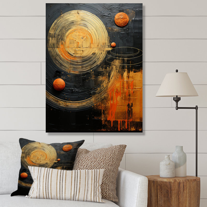 Yellow Black Neptune Saturns Sonata II - Neptune Canvas Prints, Cadre photo noir, H 44 po x l 34 po x P 1,5 po