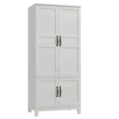Armoire Wardrobe Closet with 4 Doors,72" Wooden Wardrobe Cabinet with Hanging Rod, Freestanding Tall Clothing Armoire Cabinet with 18 Adjustable Shelv