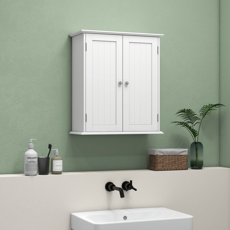 HOMCOM Bathroom Wall Cabinet, 3-Tier Wall-Mounted, 53 x 22 x 61 cm, White