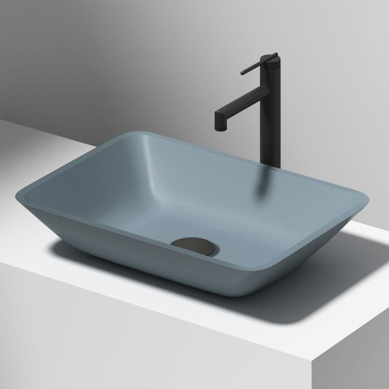 Lavabo de salle de bain rectangulaire Sottile, Bleu mat