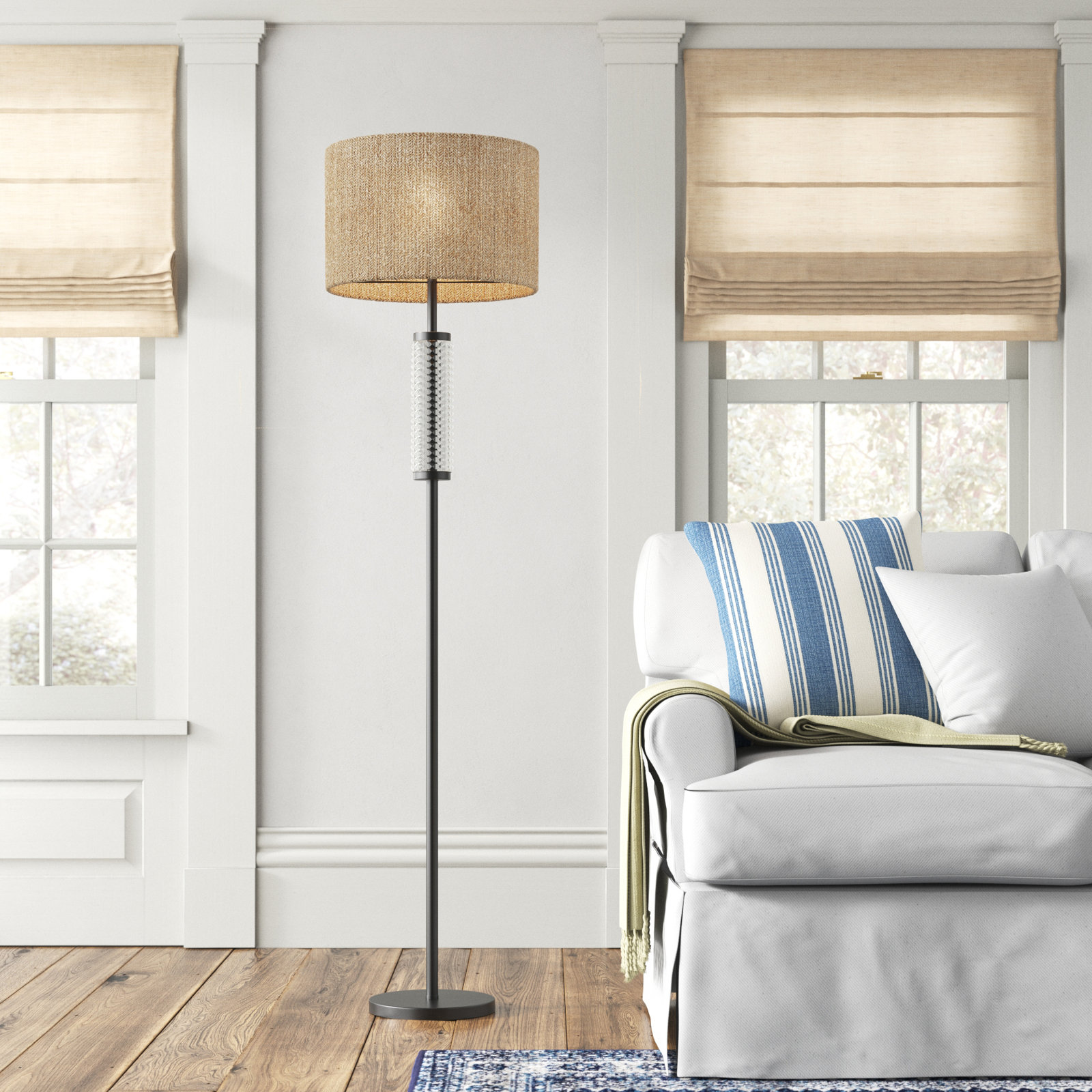 64.5'' Dimmable Floor Lamp, Black/Clear 