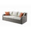 Canapé de patio en tissu et osier avec 2 coussins et 2 repose-pieds