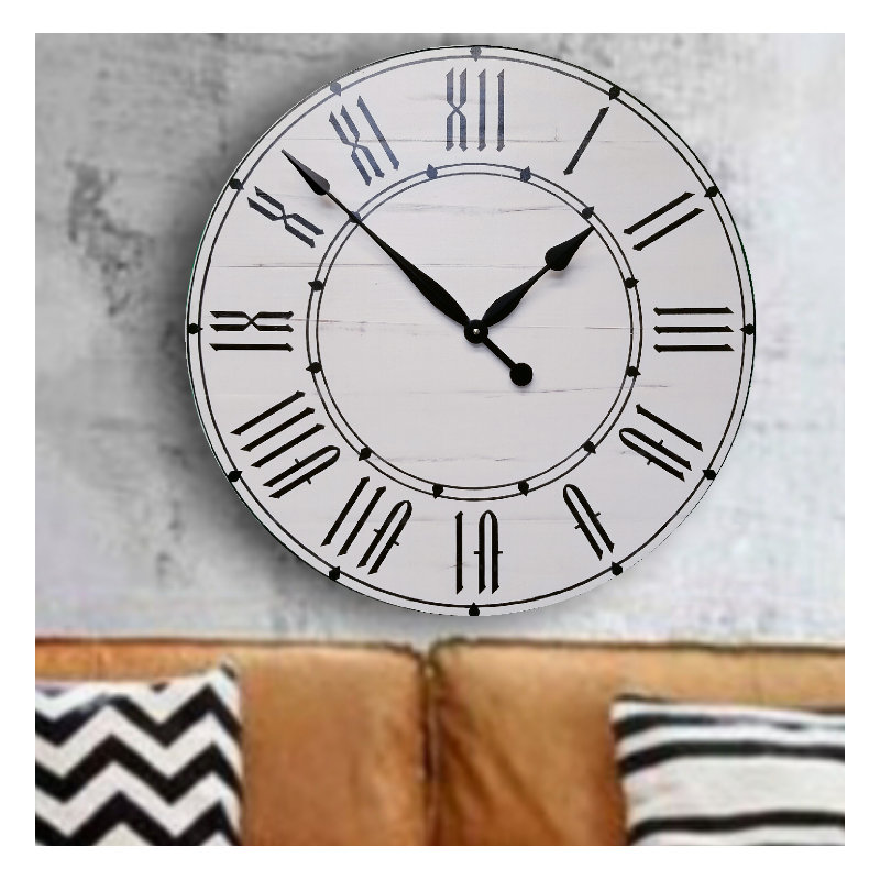 Horloge murale surdimensionnée Rossetti Farmhouse, H 36 po x l 36 po x P 2 po