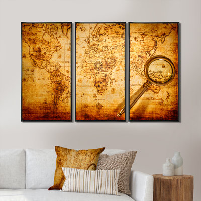" Magnifying Glass On World Map " 3 - Pieces