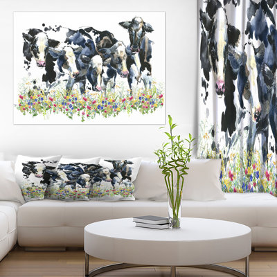 Vache laitière sur fond-reproduction d’art