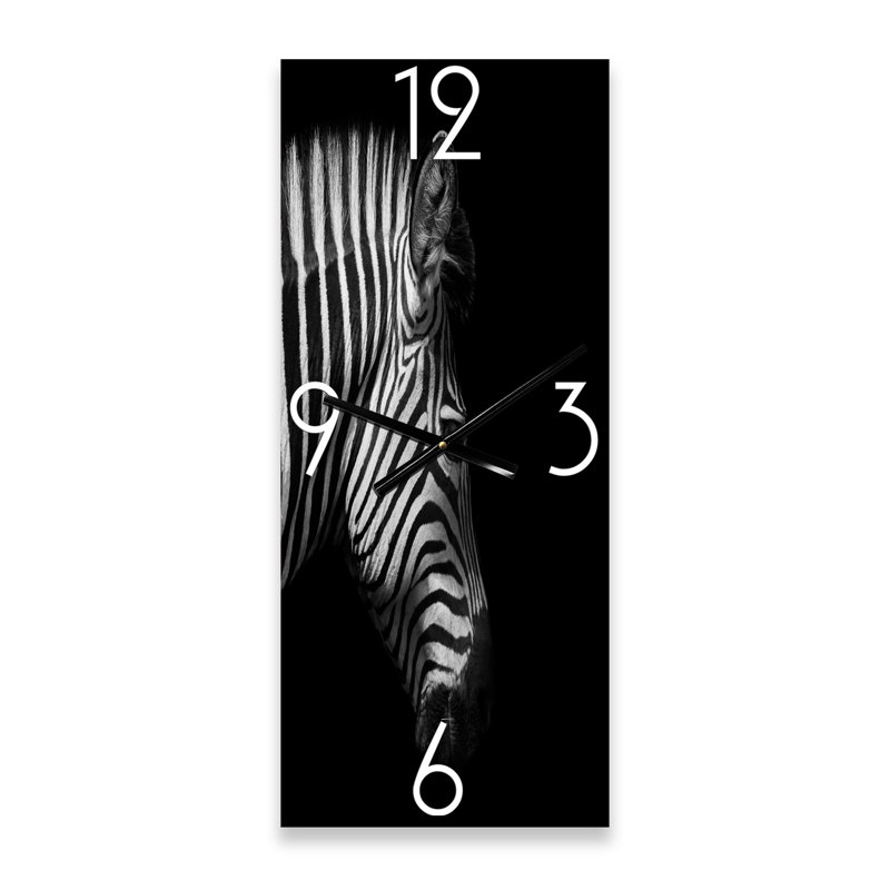 Portrait monochrome de tête de zèbre - Horloge murale de ferme, Petit