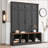 Versatile Hall Tree with 4 Hanging Hooks, Wood Grain Bench, Multiple Storage Compartments for Entryway and Living Room-1683290815