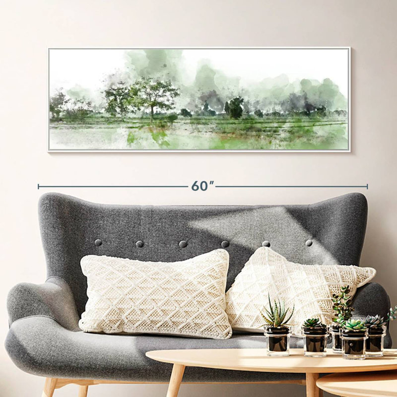 Champ paysage Pawlak, Floating Frame White, 49" X 17"