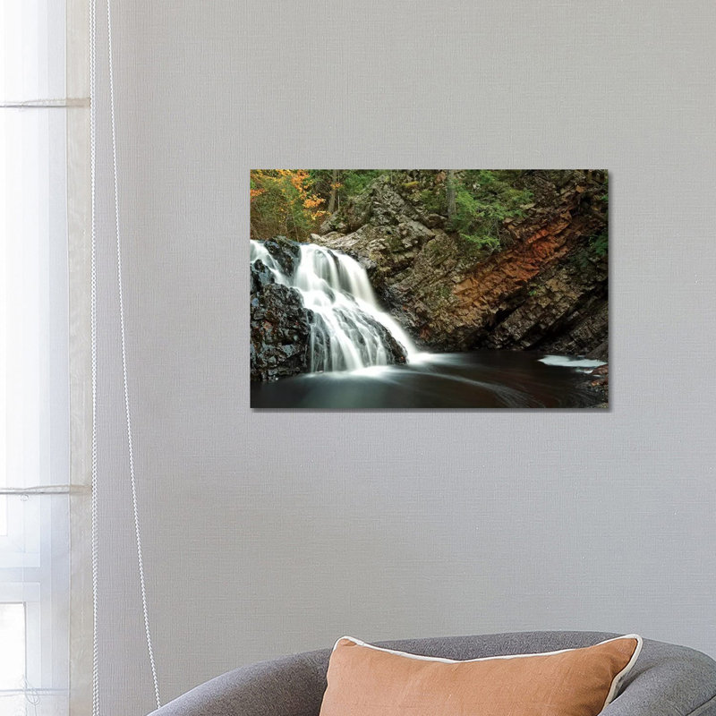 Waterfall In Autumn, Nova Scotia, Canada - Horizontal by Scott Leslie - Wrapped Canvas Poster, 66.04 cm H x 45.72 cm W