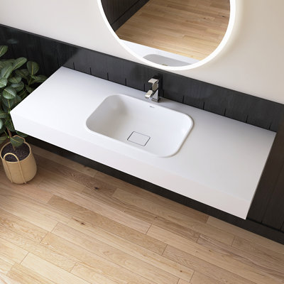 59'' Wall Mount Bathroom Sink Solid Surface Vessel Bathroom Sink