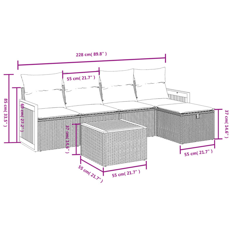 Ensemble de canapé de jardin Vidaxl
