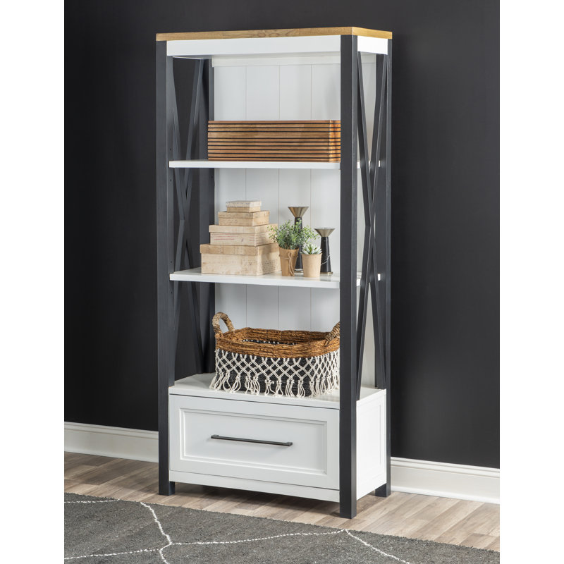 Bibliothèque en bois massif H 76 "x l 34" Laney