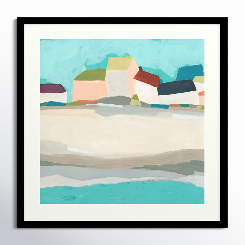 Coastal Village I by June Erica Vess, Black Framed Paper, 25" H x 25" W