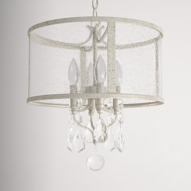 Lustre cylindrique unique à 4 lumières Blakely, Argent antique