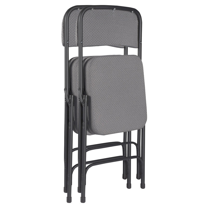 Bernadine Deluxe Fabric Padded Folding Chair, Gray/Black