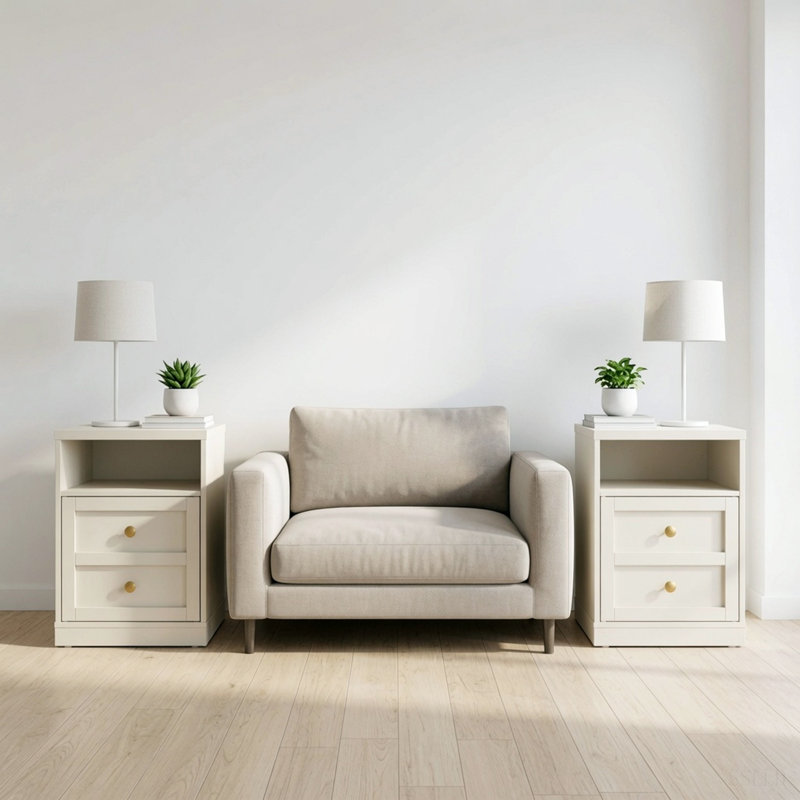 Table de chevet moderne en bois avec porte et tablette de 15,7 po de largeur avec porte et tablette
