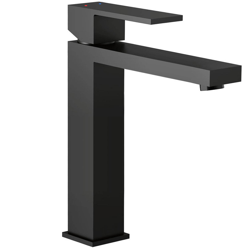 Robinet de vasque de salle de bain à poignée simple en acier inoxydable noir mat
