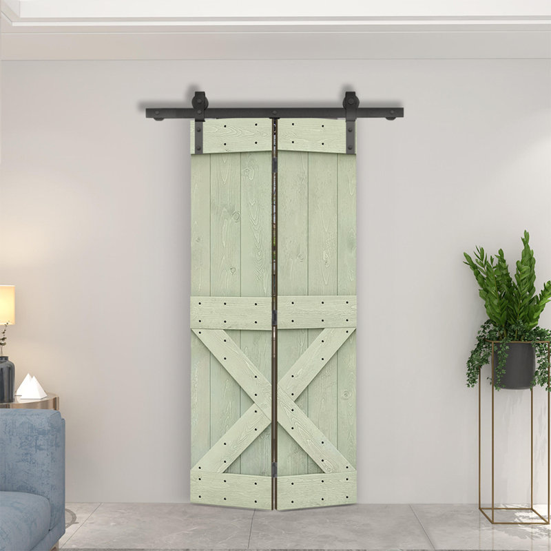 Porte pliante en bois massif 84 po 84 po, 20 po x 84 po, Vert sauge