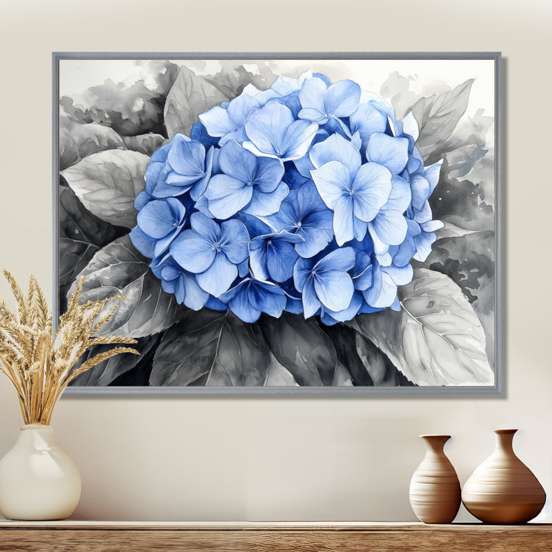 Ingersoll - Floral Wall Art, Impression sur cadre flottant, Argent, H 12 po x l 20 po