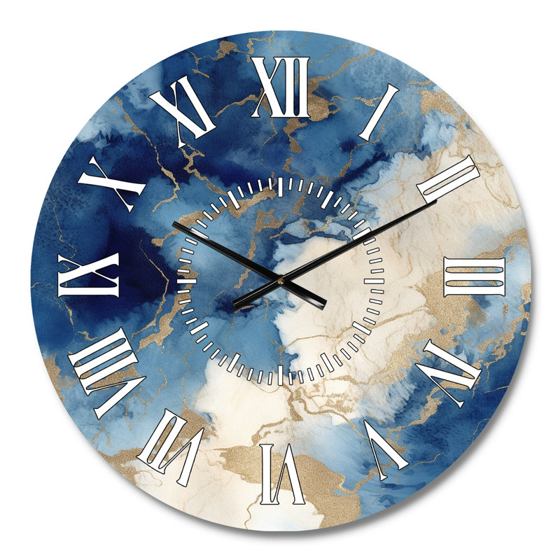 Horloge murale bleue et dorée, Médium