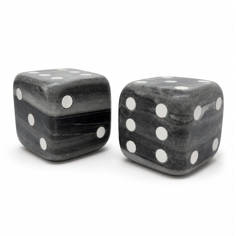 Dés de marbre noir Dados Marmol - ensemble de 2