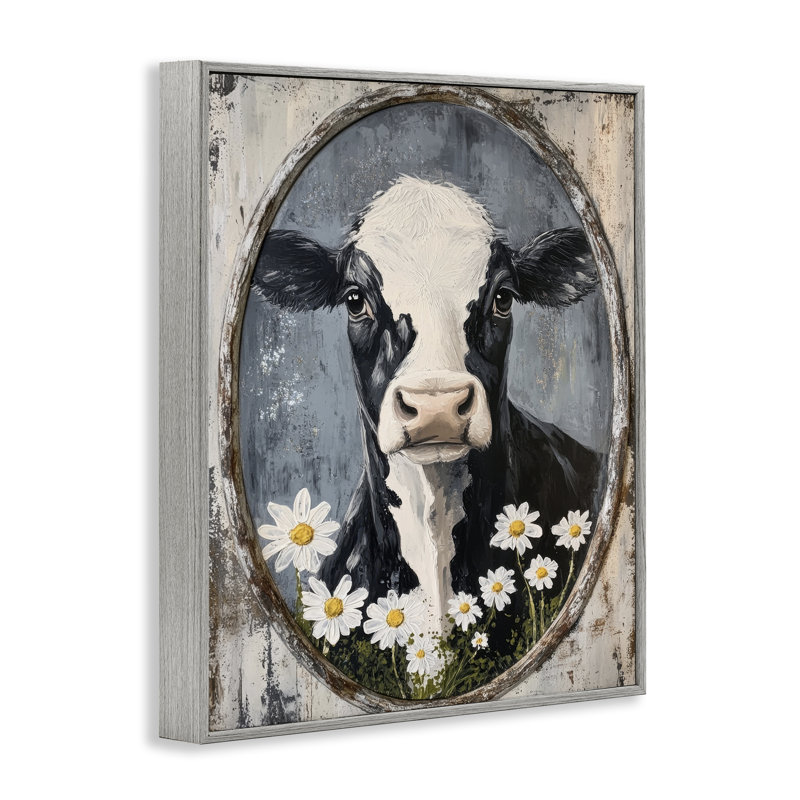 Portrait de vache patiné, estampe numérique, design par Petal Prints Design, Estampe numérique Farmhouse, H 20 po x l 16 po