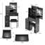 Ensemble de meuble-lavabo compact compact avec tabouret rembourré, grande capacité de rangement - MDF noir, conception moderne pour les petites chambres