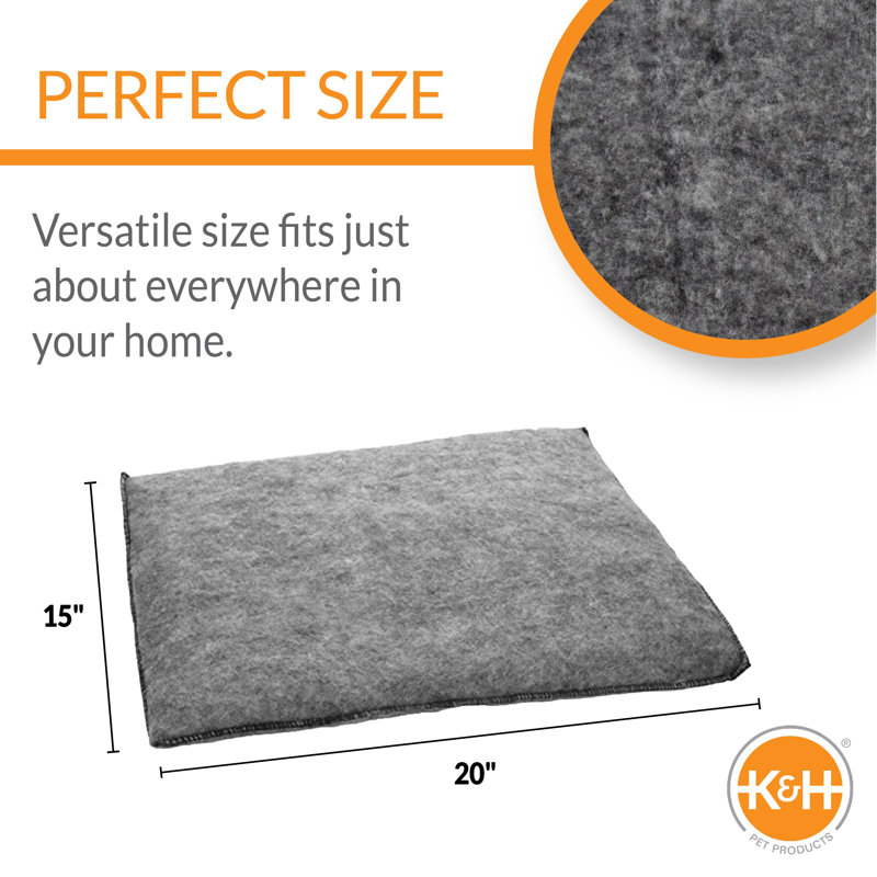 Gray Heated Polyester Rectangular Cat Bed Pad
