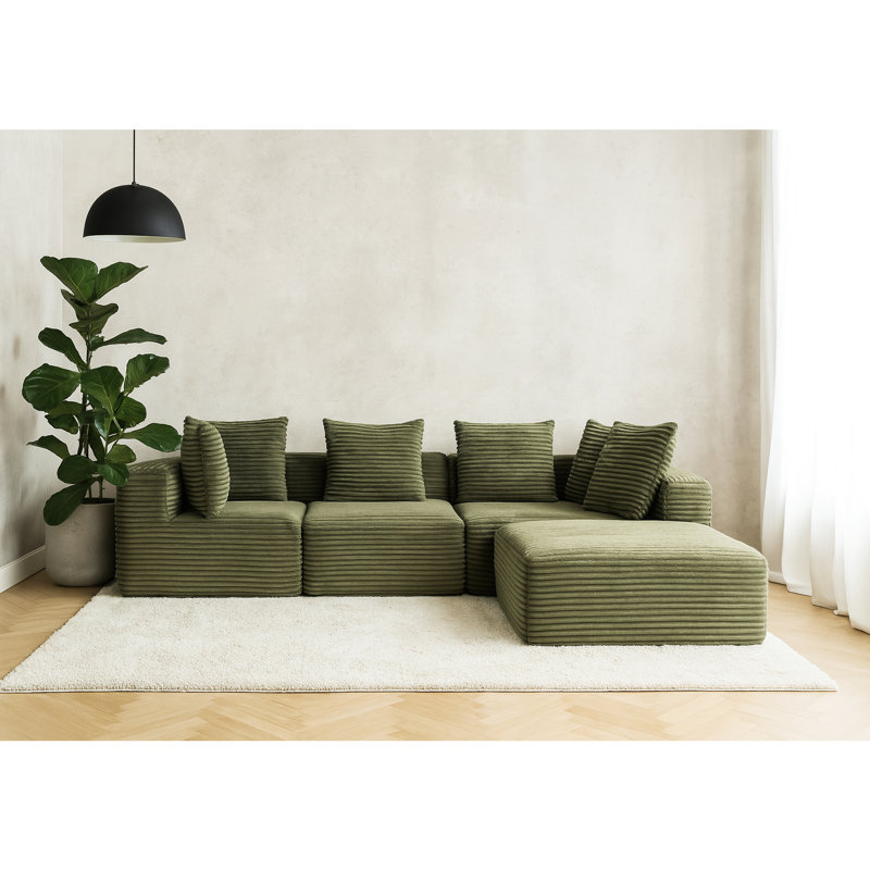 - 33001 comprimé, modulaire flexible pour l'aménagement d'appartements, aucun assemblage requis, tout esthétique, velours côtelé luxueux, 4 sièges avec cube d'usure en 33001, assemblage de pièce entièrement différent, structure,
