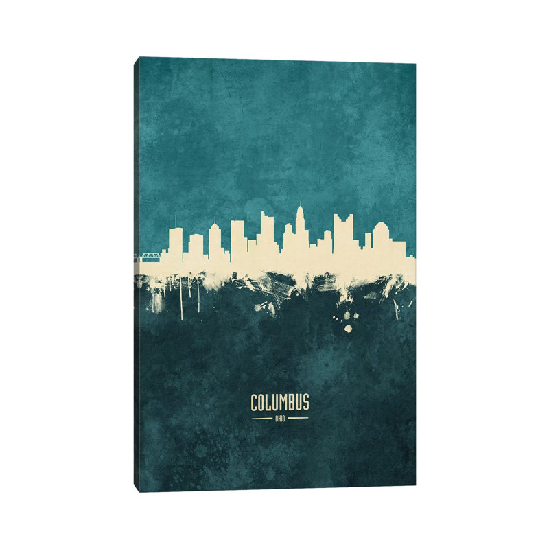 Columbus Ohio Skyline by Michael Tompsett - 1 Piece Wrapped Canvas Wall Art, 20.32 cm H x 30.48 cm W