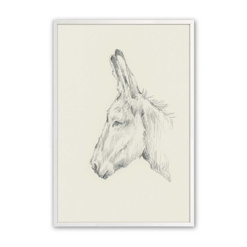 «Donkey Study II» par Ethan Harper, reproduction d'art sur toile, Impression sur cadre ouvert sans papier mat, Blanc