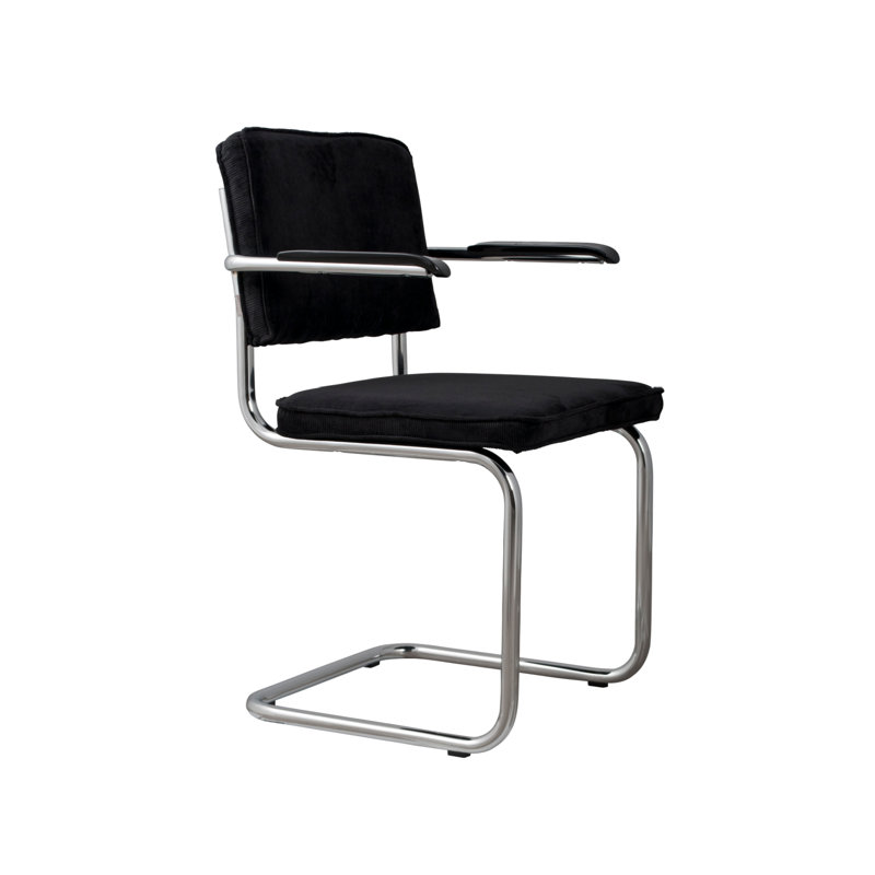 Chaise en porte-à-faux rembourrée Ridge, Noir
