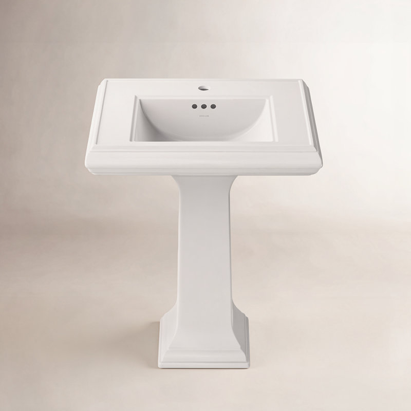 Memoirs 26.375" Tall Rectangular Pedestal Bathroom Sink with Overflow, White, 8" Centers