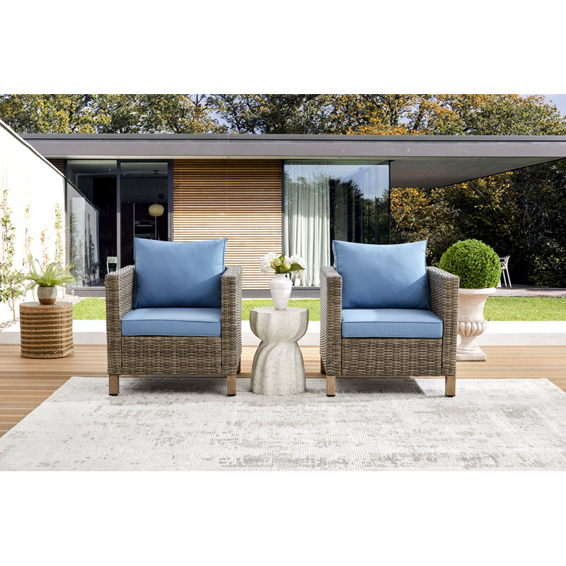 Wicker Outdoor Lounge Chair, Blue