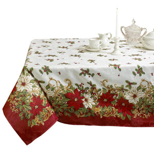 Fleur De Lis Living Nora Floral Christmas Tablecloth & Reviews | Wayfair