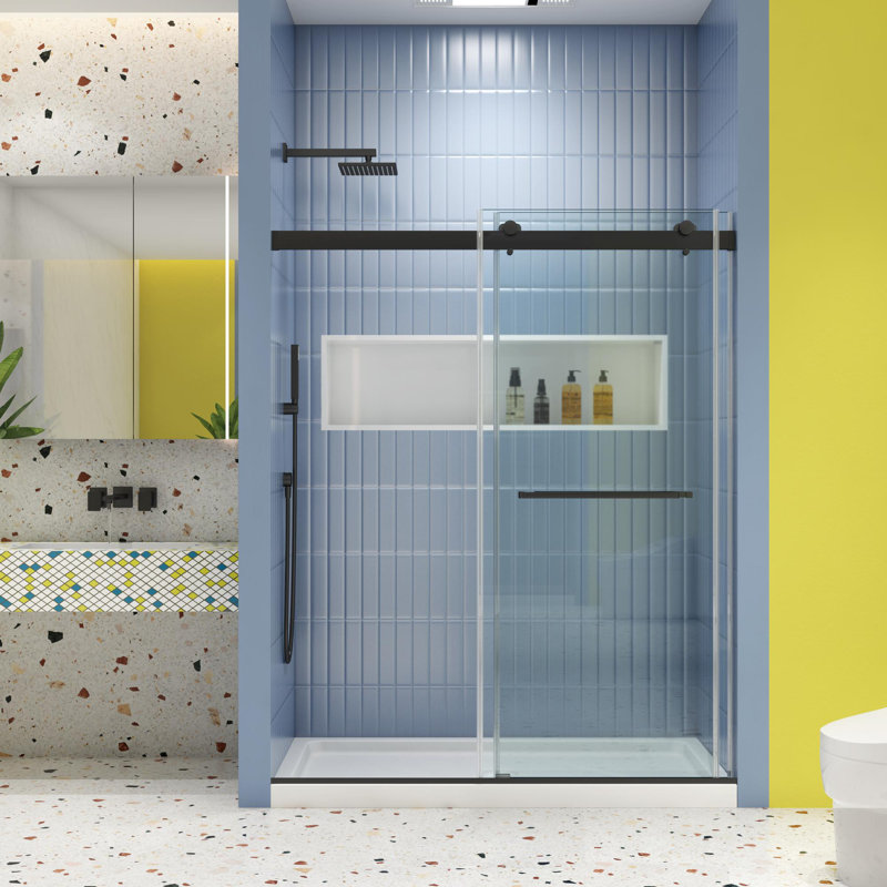 48"x74" Bypass shower door, Matte Black