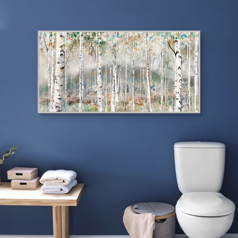 Autumn Grace Birch Forest Canvas Print with Gray Frame