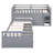 L-Shaped  Space-Saving Twin Loft And  Twin  Platform Bed With 7 Drawers And Full Guardrails(GRAY)