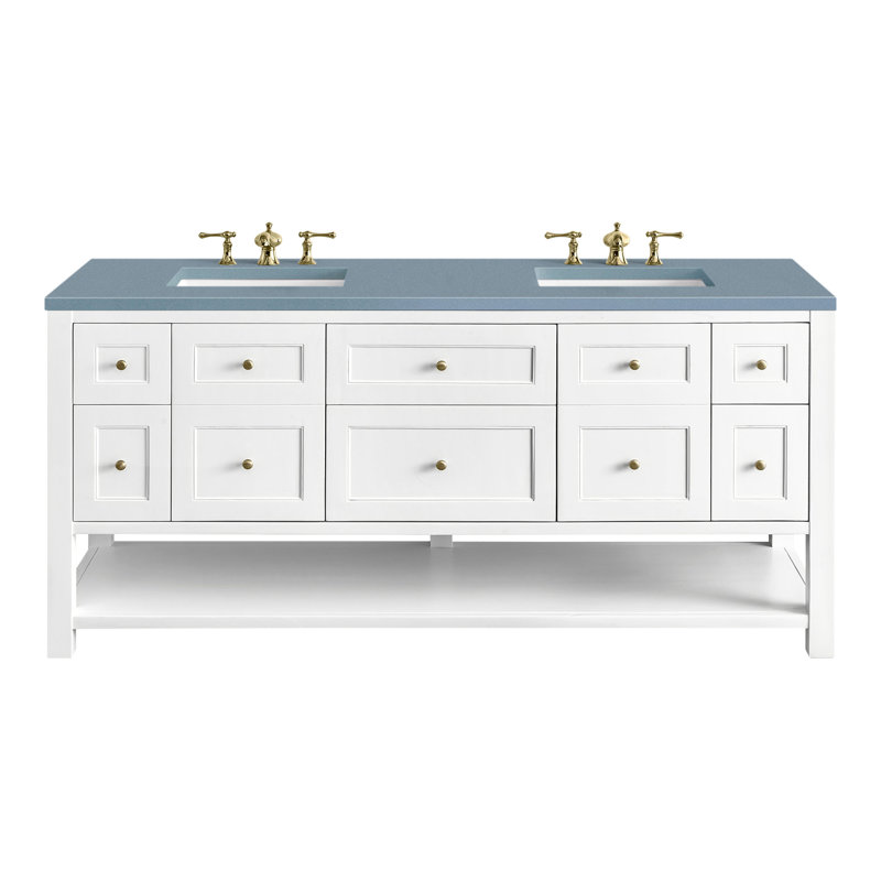 Breckenridge 72'' W Double Vanity, Bright White, Carrara White, 8" Widespread