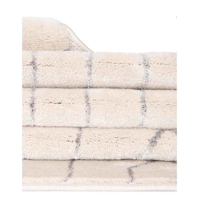 Glam Geometric White Silver Area Rug, Runner 2'7" x 12'