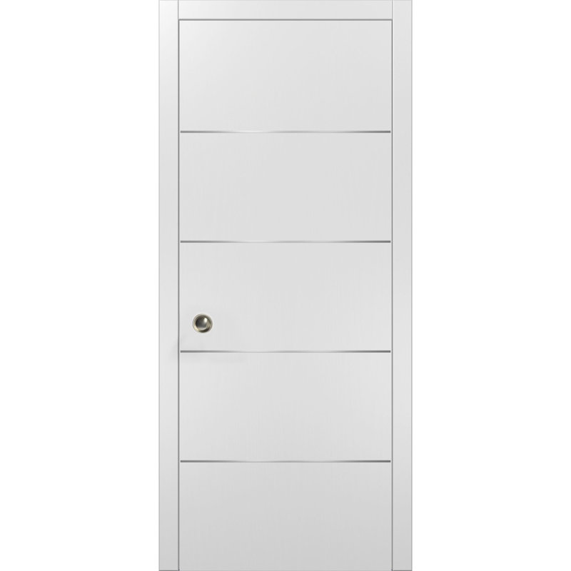 Porte de placard coulissante en bois Planum, Blanc mat, 24 po x 96 po