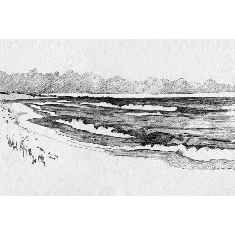 Quiet Ocean Sketch I by Emma Caroline - Painting on Canvas, Wrapped Canvas, 51cm H x 76cm W