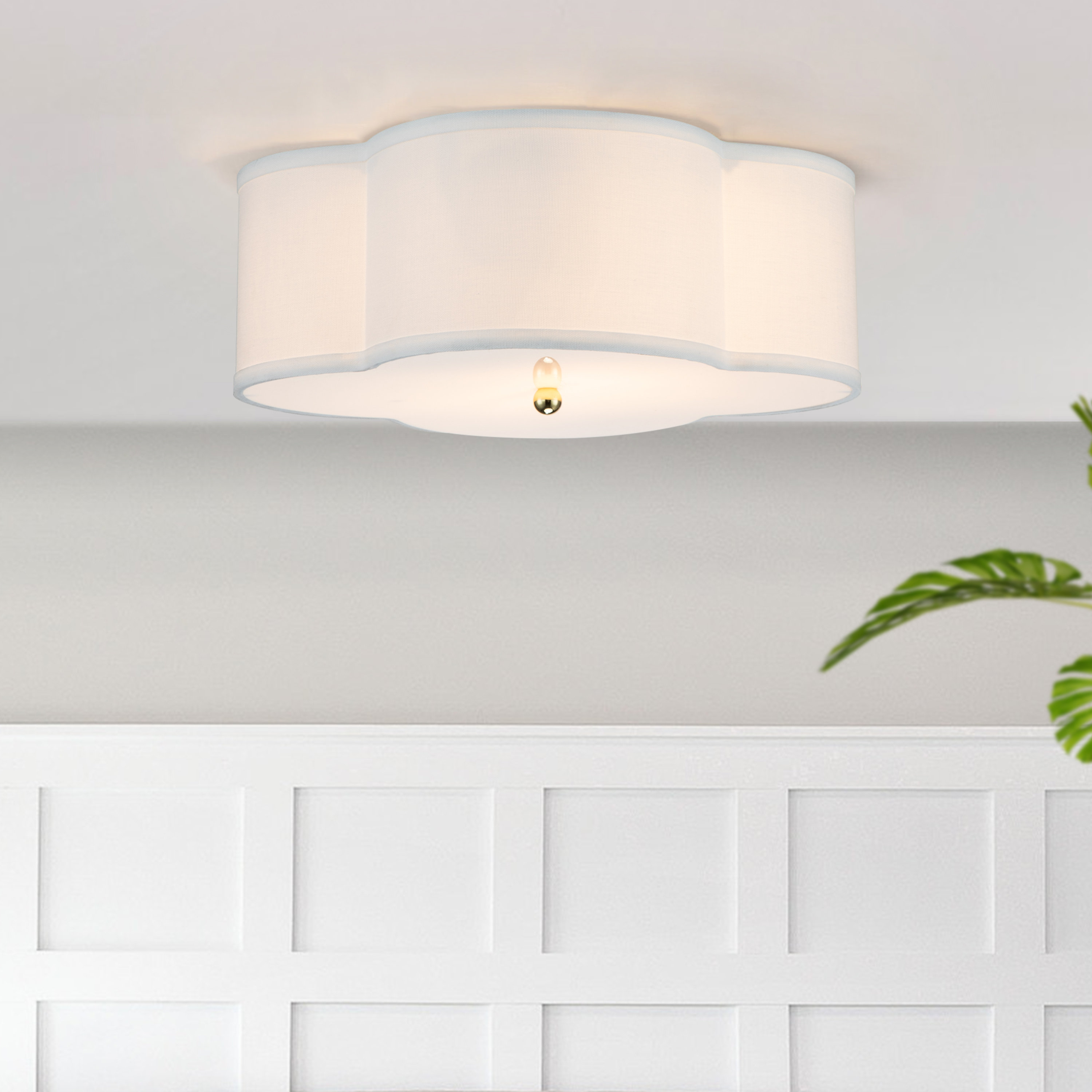 Etta Avenue Teen Alice 2-Light 17"W Dimmable White Fabric Flush Mount & Reviews | Wayfair